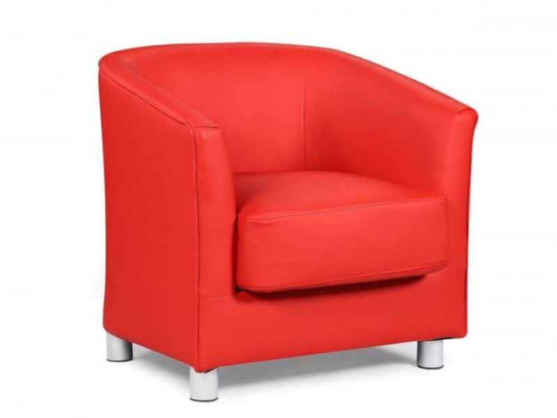 Vegas Red Faux Leather Tub Chair, Leather Swivel Tub Chair Uk