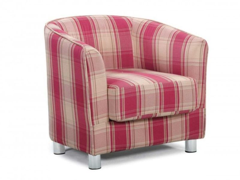 Sleep Design Vegas Red And Cream Fabric Tub Chair
