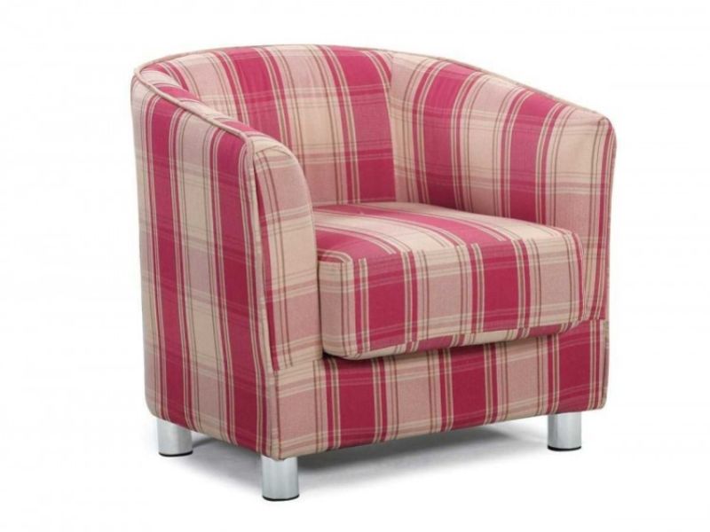 Sleep Design Vegas Red And Cream Fabric Tub Chair