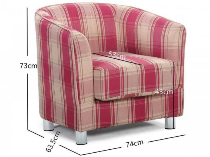 Sleep Design Vegas Red And Cream Fabric Tub Chair