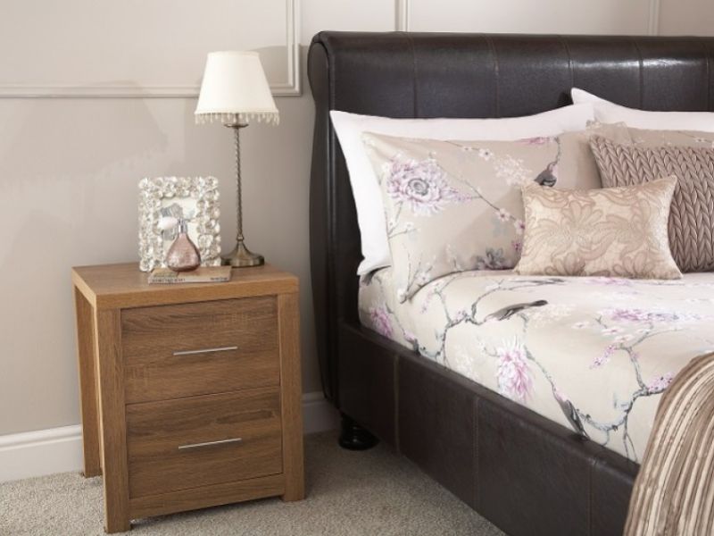 GFW Chicago 4ft6 Double Brown Faux Leather Bed Frame