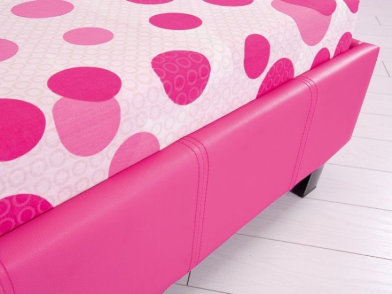 GFW Maine 3ft Single Pink Faux Leather Bed Frame