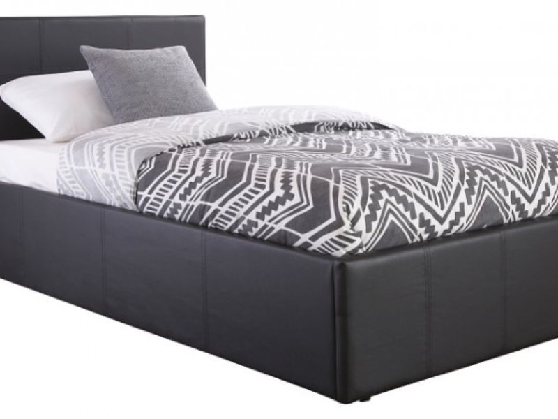 GFW End Lift Ottoman 4ft Small Double Black Faux Leather Bed Frame