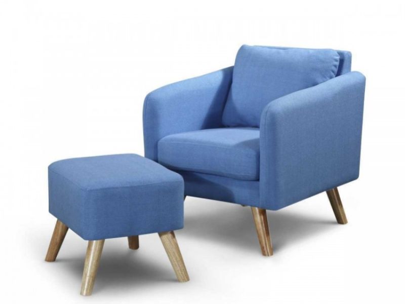 Sleep Design Longdon Sky Blue Fabric Chair And Footstool