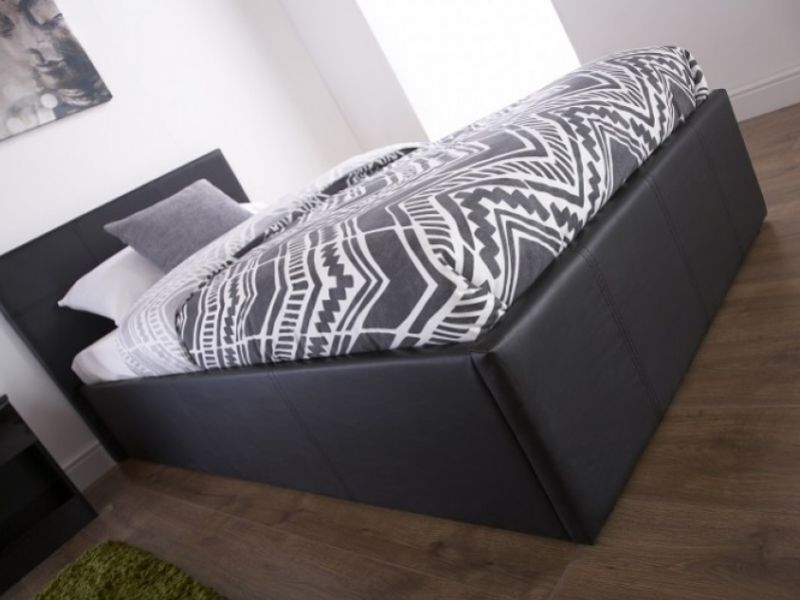 GFW End Lift Ottoman 5ft Kingsize Black Faux Leather Bed Frame