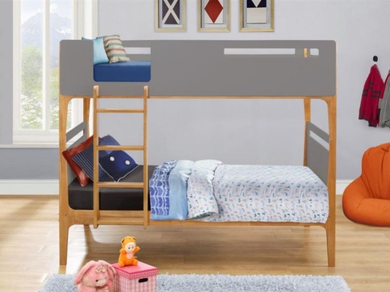 Birlea Islington 3ft Single Oak And Grey Wooden Bunk Bed