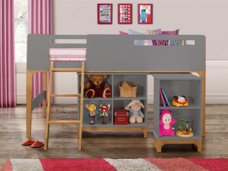 Birlea Islington 3ft Single Oak And Grey Wooden Midsleeper Bed