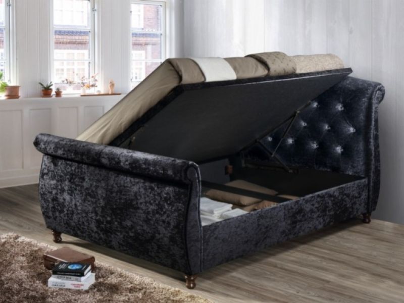Birlea Toulouse 5ft Kingsize Black Fabric Ottoman Bed Frame