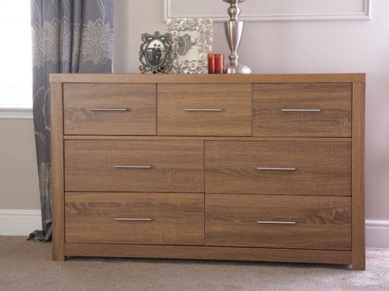 GFW Havana 4 Plus 3 Drawer Oak Finish Chest