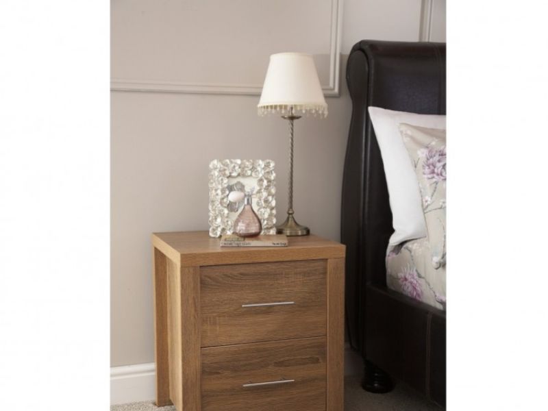 GFW Havana Oak Finish 2 Drawer Bedside