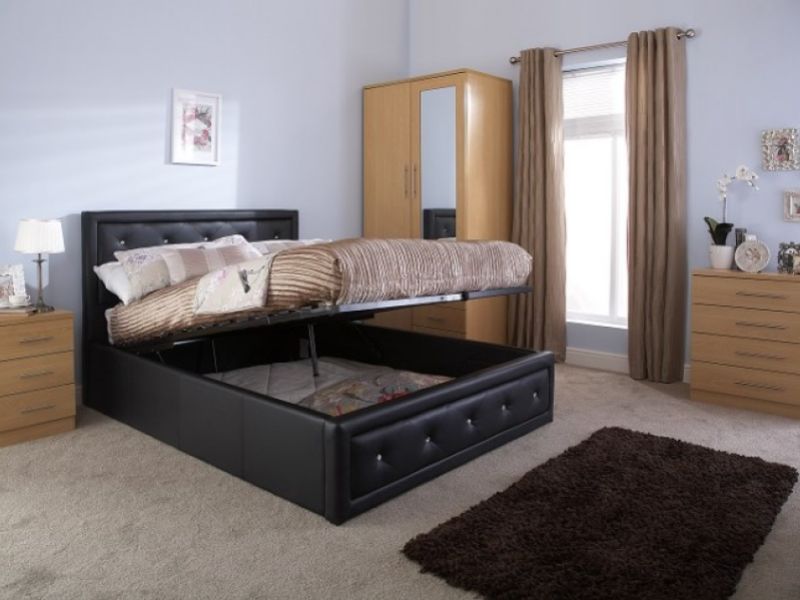 Gfw Hollywood 4ft6 Double Black Faux, How To Raise Bed Frame