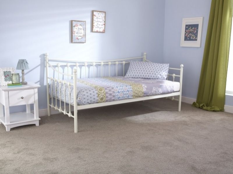 GFW Memphis 3ft Single Ivory Metal Day Bed with Underbed