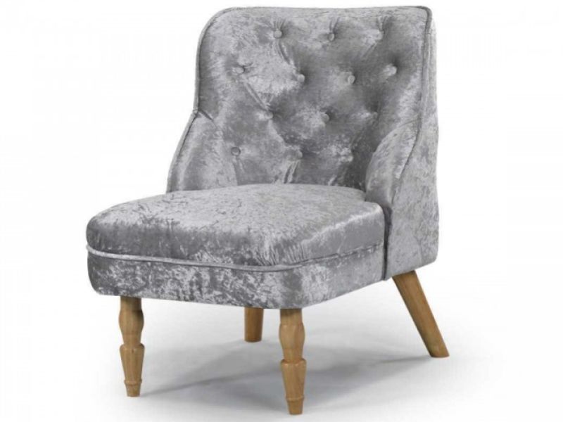 Sleep Design Shenstone Crushed Silver Velvet Fabric Chair And Footstool
