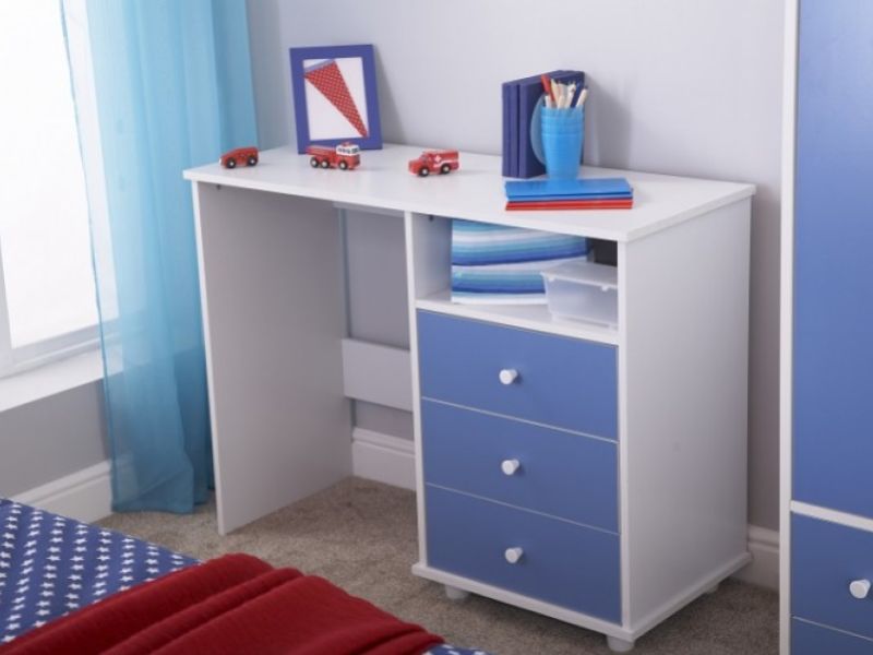 GFW Miami Blue 3 Drawer Study Desk / Dressing Table