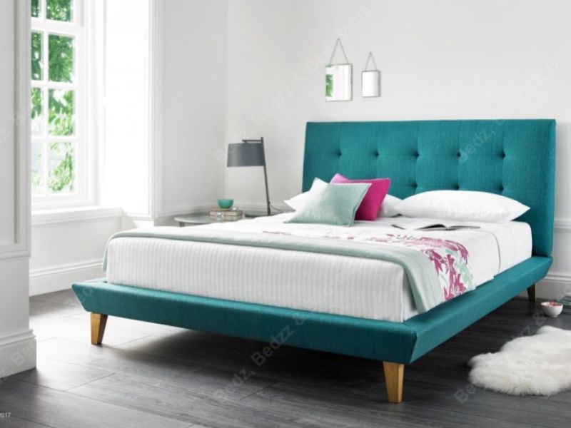 Kaydian Marietta 4ft6 Double Teal Fabric Bed