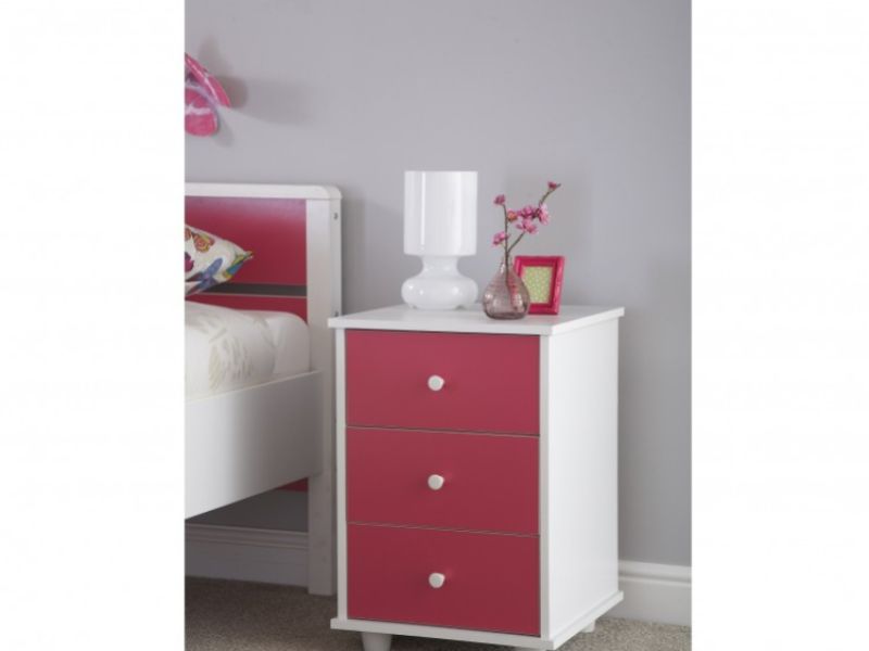 GFW Miami Pink 3 Drawer Bedside