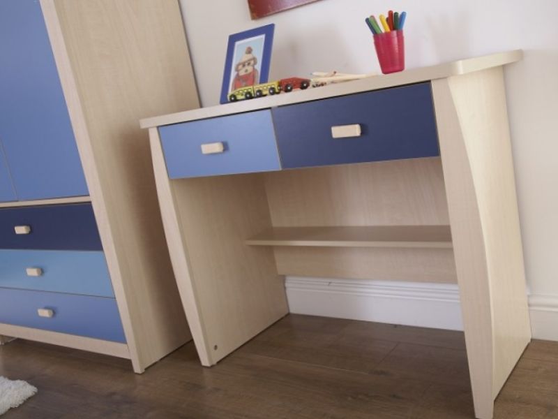 GFW Sydney 2 Drawer Desk with Blue Detailing