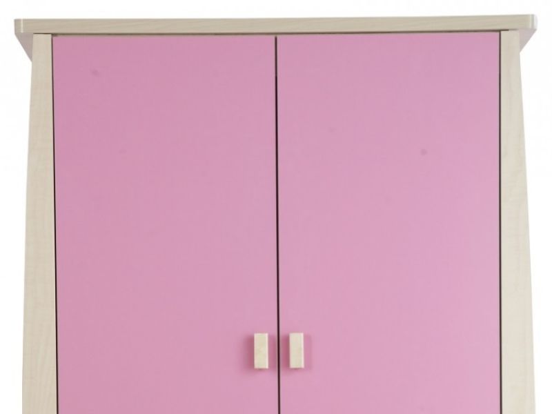 GFW Sydney Wardrobe with 2 Doors and 3 Drawers Pink and Lilac