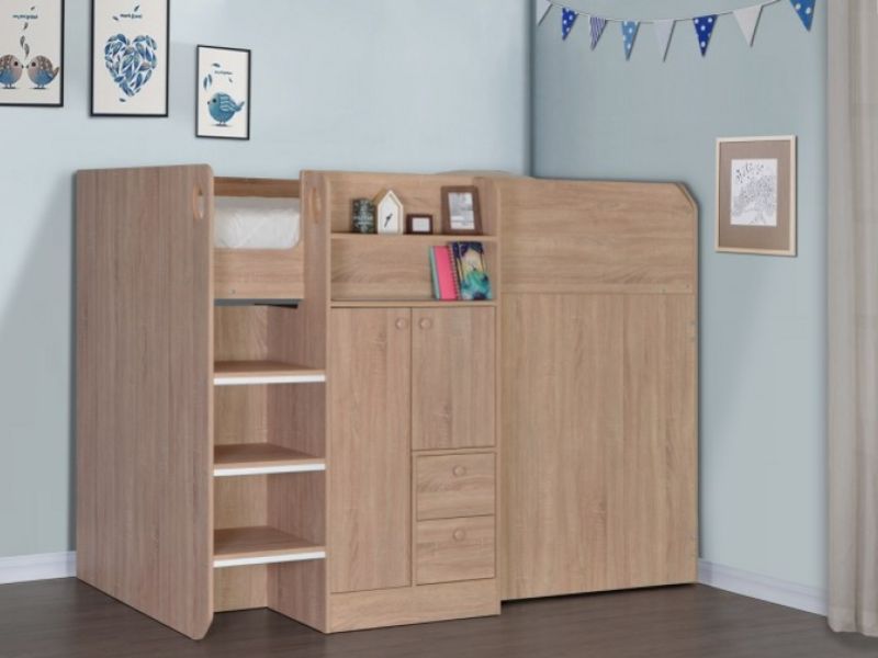 Flintshire Taylor Oak Finish Wooden High Sleeper Bed