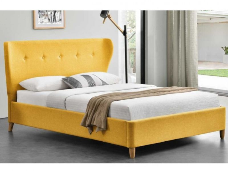 Sleep Design Kensington 4ft6 Double Yellow Fabric Bed Frame