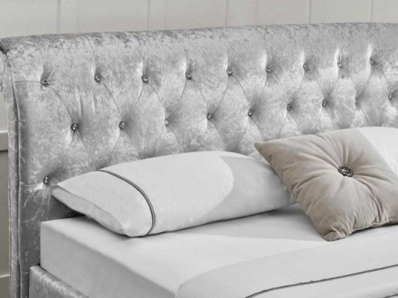 Sleep Design St James 5ft Kingsize Crushed Silver Velvet Ottoman Bed Frame