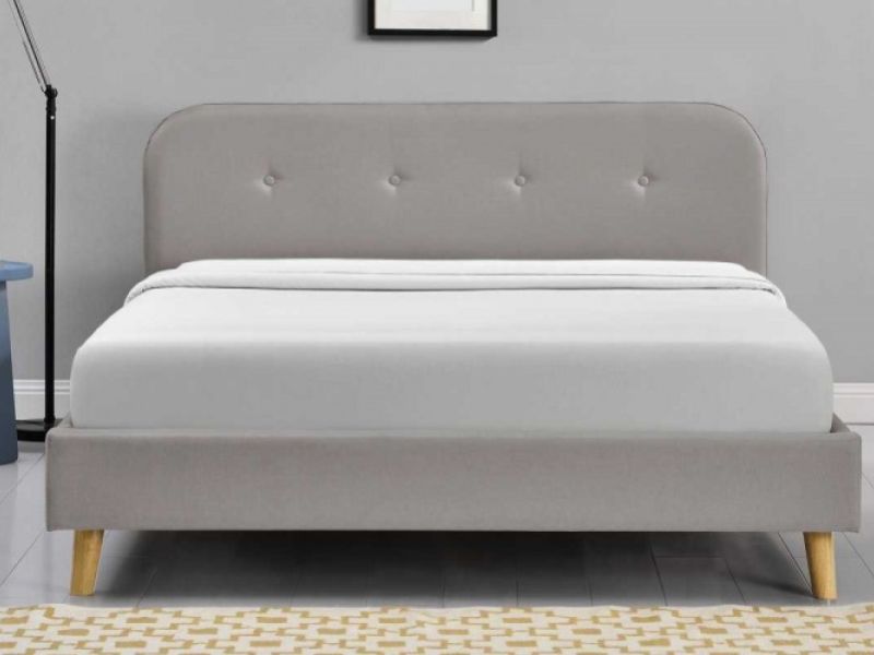 Sleep Design Woburn 4ft6 Double Grey, Bisham Contemporary Grey Fabric Upholstered Bed Frame