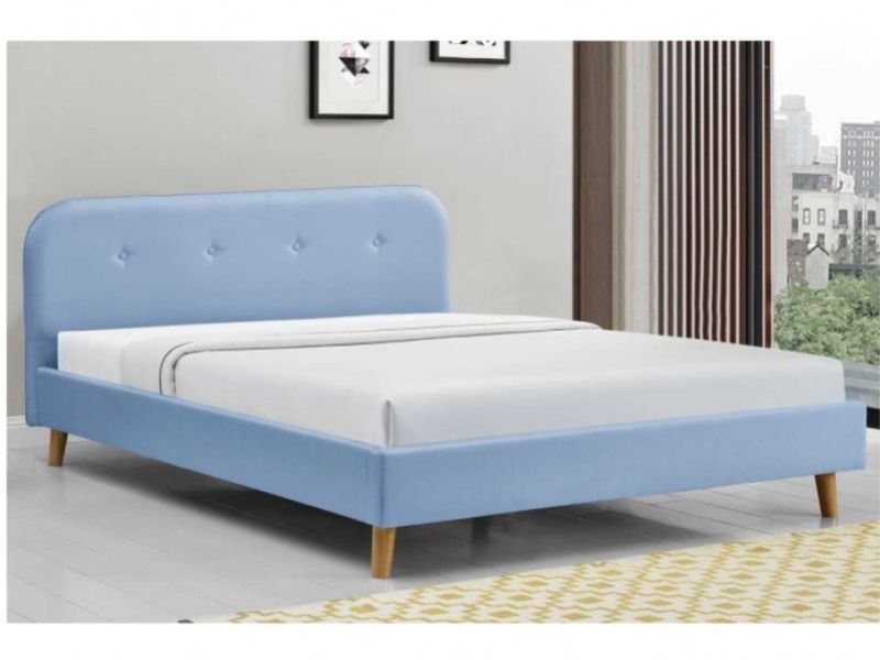 Sleep Design Woburn 4ft6 Double Blue Fabric Bed Frame