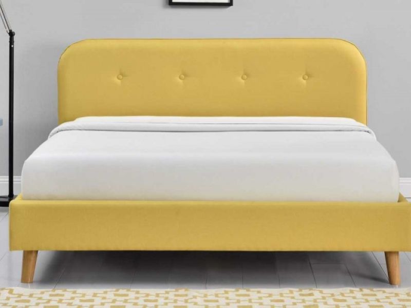 Sleep Design Woburn 4ft6 Double Yellow Fabric Bed Frame