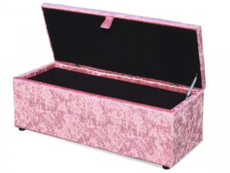 Sleep Design Crushed Pink Velvet Ottoman Blanket Box