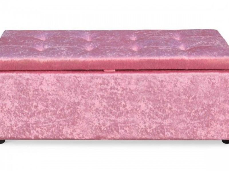 Sleep Design Crushed Pink Velvet Ottoman Blanket Box