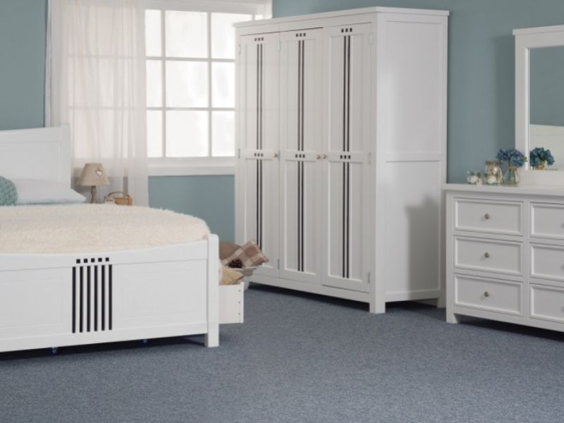 Sweet Dreams Lewis 4ft6 Double Bed Frame With Drawers In White With Black Stripes