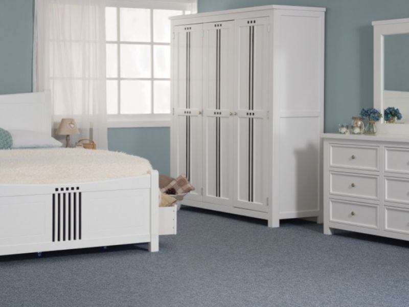 Sweet Dreams Lewis 6ft Super Kingsize Bed Frame With Drawers In White With Black Stripes