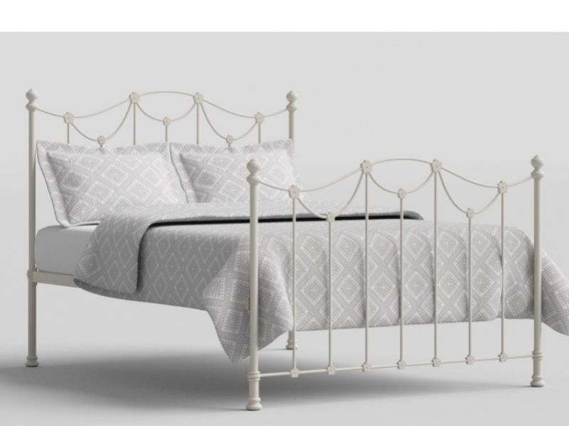 OBC Carie 5ft Kingsize Glossy Ivory Metal Bed Frame