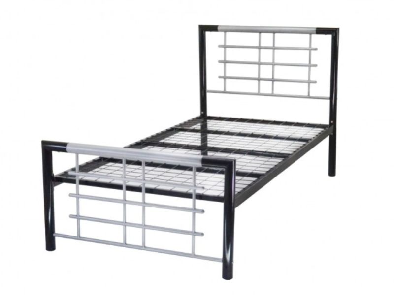 Metal Beds Atlanta 4ft Small Double Silver and Black Metal Bed Frame