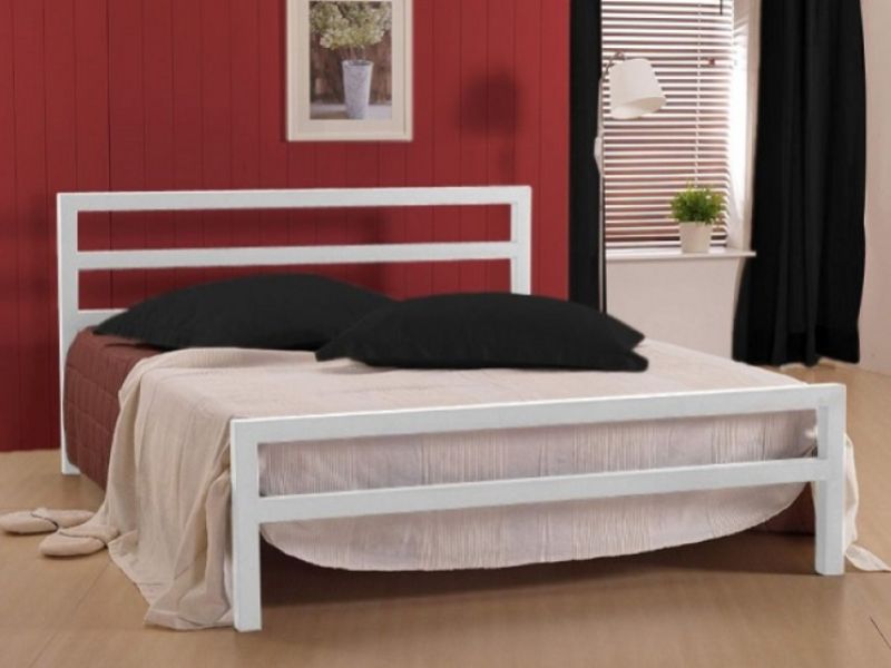 Time Living City Block 5ft Kingsize White Metal Bed Frame