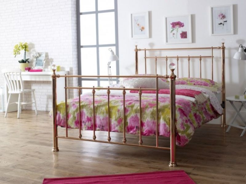 Limelight Libra 4ft6 Double Rose Gold Metal Bed Frame With Crystals