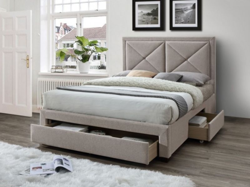 Limelight Cezanne 4ft6 Double Mink Fabric Bed Frame With Drawers