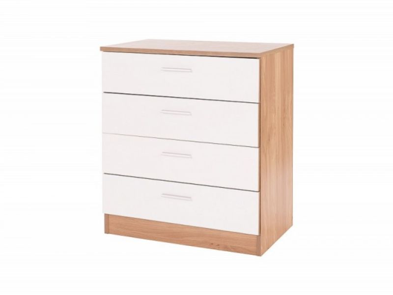 GFW Ottawa 4 Drawer Chest in  Oak and White Gloss