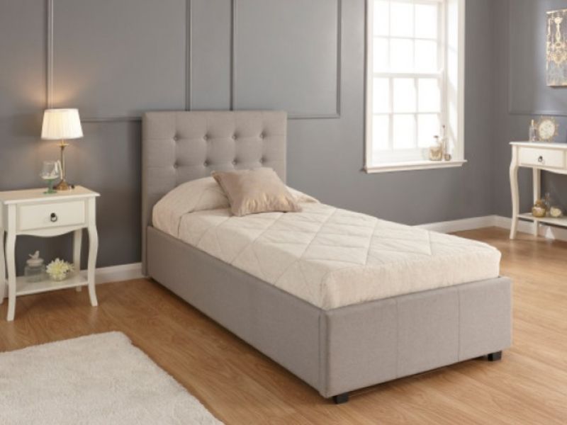 GFW Regal 3ft Single Grey Upholstered Fabric Ottoman Bed Frame