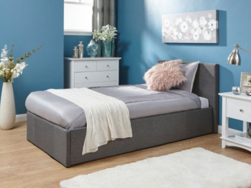 GFW End Lift Ottoman 3ft Single Grey Fabric Bed Frame