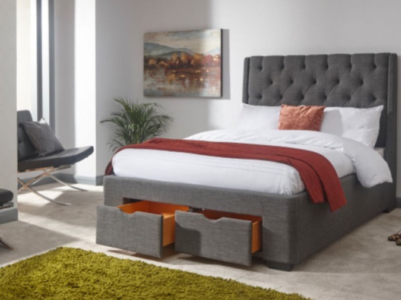 GFW Koln 4ft6 Double Grey Fabric Storage Bed