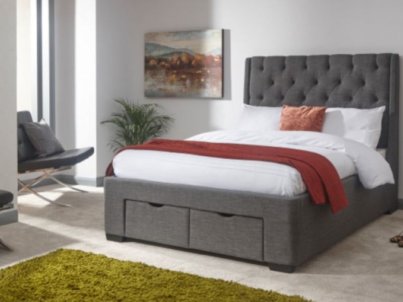 GFW Koln 4ft6 Double Grey Fabric Storage Bed