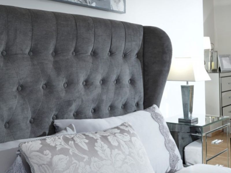 GFW Dakota 5ft Kingsize Pewter Grey Upholstered Fabric Ottoman Bed Frame