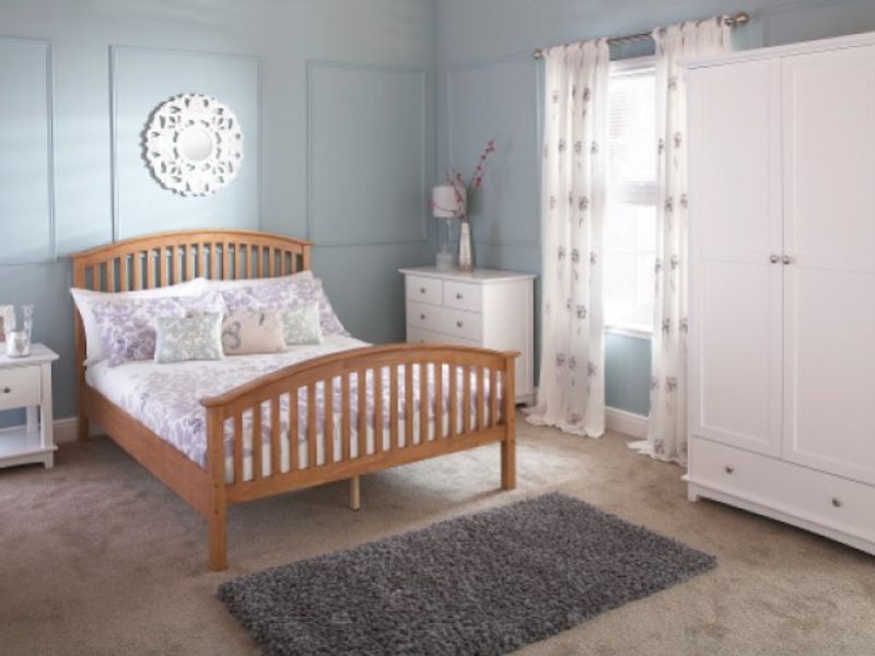 GFW Madrid 4ft6 Double Natural Oak Finish Wooden Bed Frame