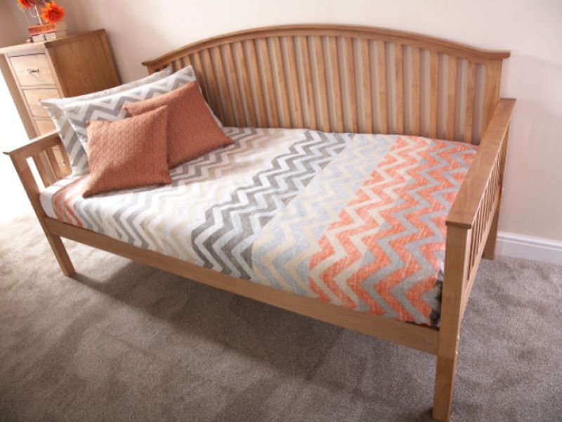 GFW Madrid 3ft Single Oak Finish Wooden Day Bed