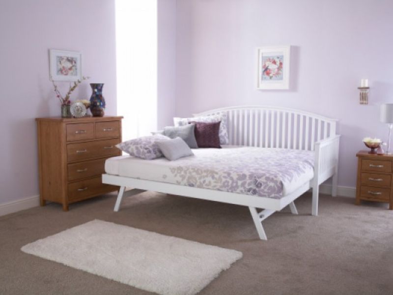 GFW Madrid 3ft Single White Wooden Trundle Bed