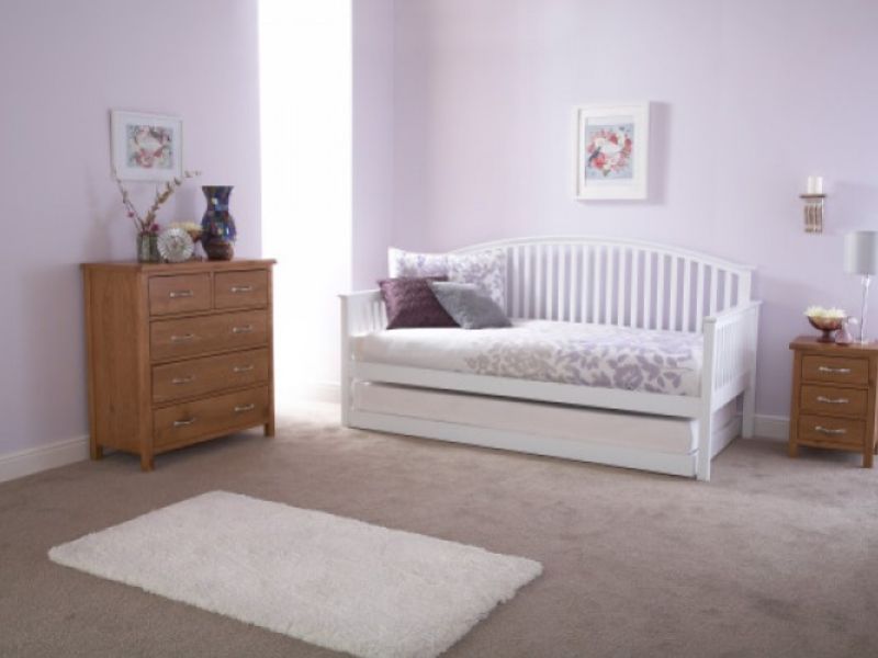 GFW Madrid 3ft Single White Wooden Trundle Bed