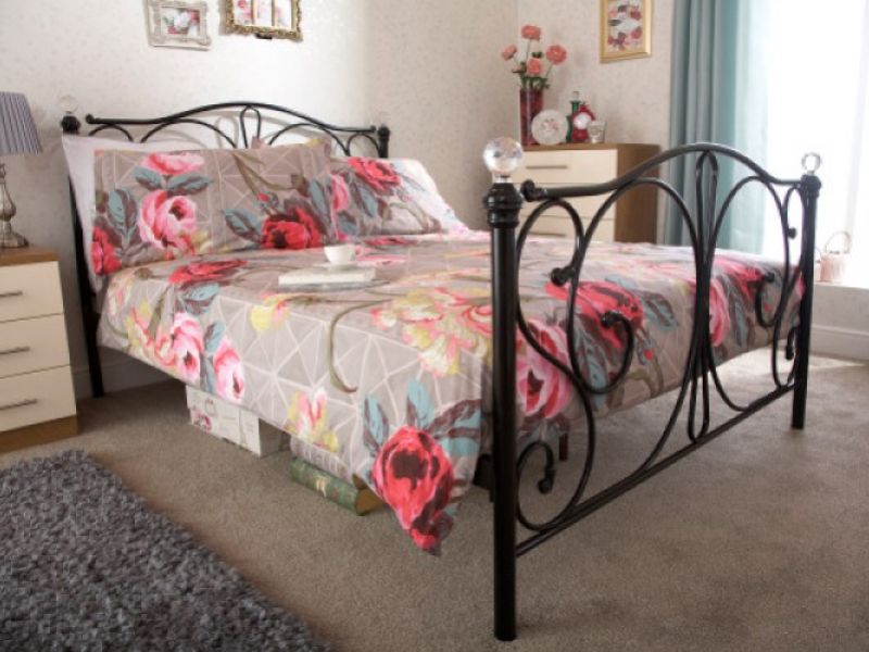 GFW Panache Crystal 5ft Kingsize Black Metal Bed Frame