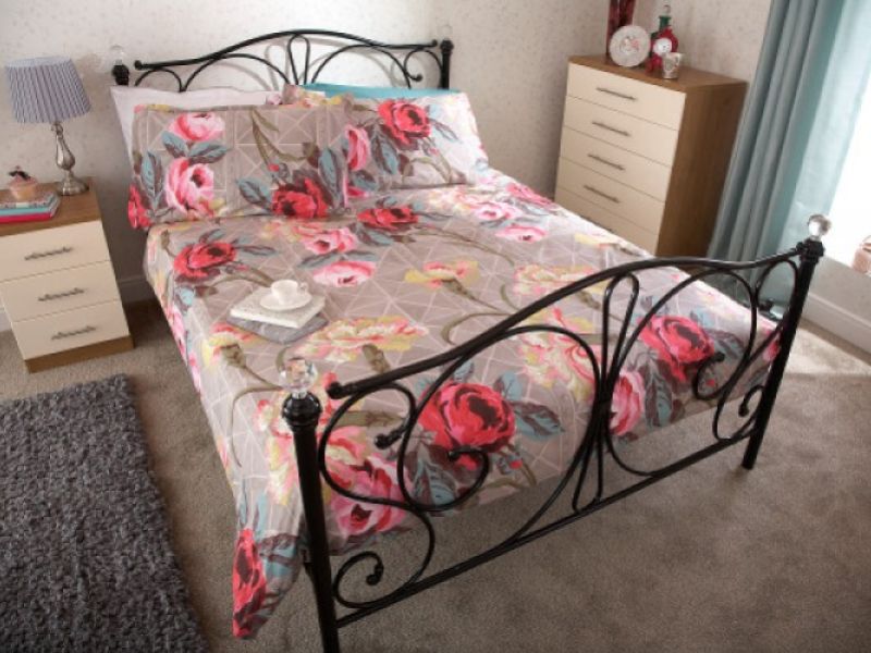 GFW Panache Crystal 5ft Kingsize Black Metal Bed Frame