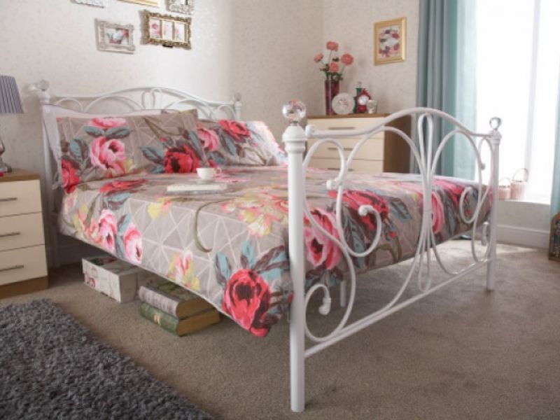 GFW Panache Crystal 4ft6 Double White Metal Bed Frame